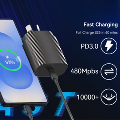 25W USB-C Super Fast Charger - 3 Pack With Fast Charging Cable