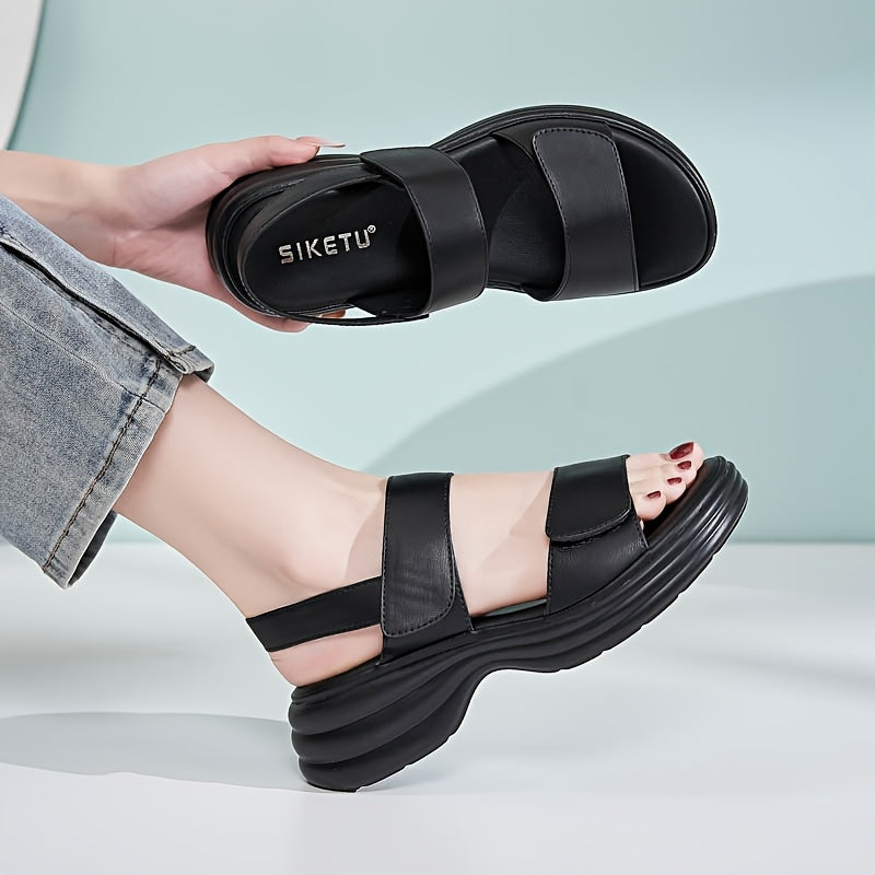 Women’s Platform Sandals With Adjustable Hook-and-Loop Straps by SnaggIt