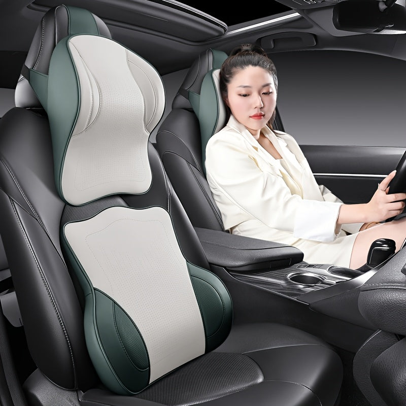 2pcs Nappa Leather Car Headrest & Lumbar Support Set by Snagg A Headrest