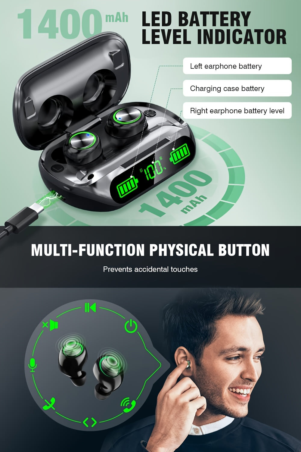Wireless 5.3 Earbuds | In-Ear Headphones with Charging Case (200H Playtime) by Snagg An EarBud
