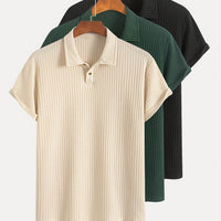 3-Pack Men’s Summer Jacquard Knit Polo Shirts – Sporty Casual Style - SnaggIt