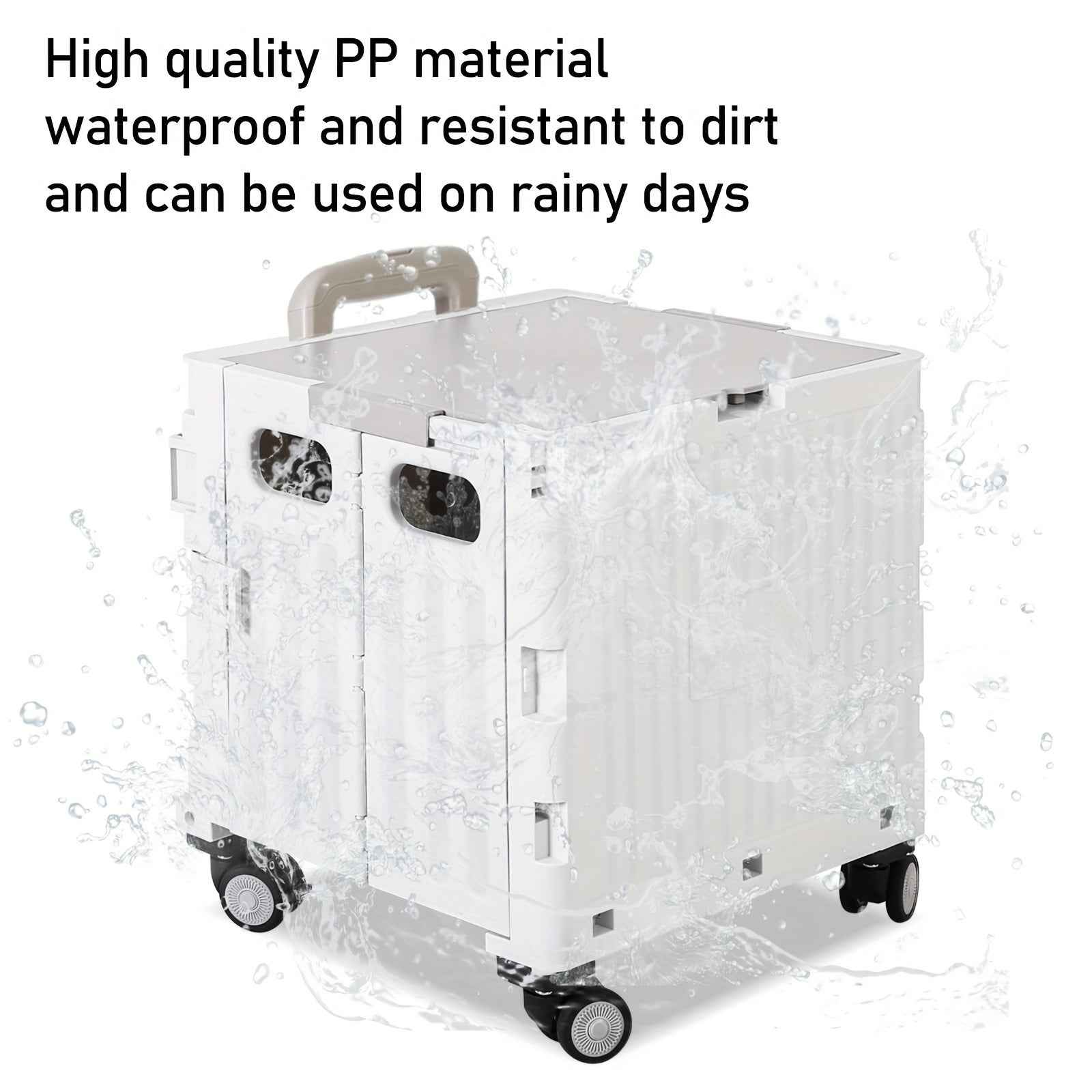 Portable Rolling Handcart with Lid & 360° Wheels Collapsible Tool Box & Shopping Trolley for Grocery, Office, Travel, and Luggage