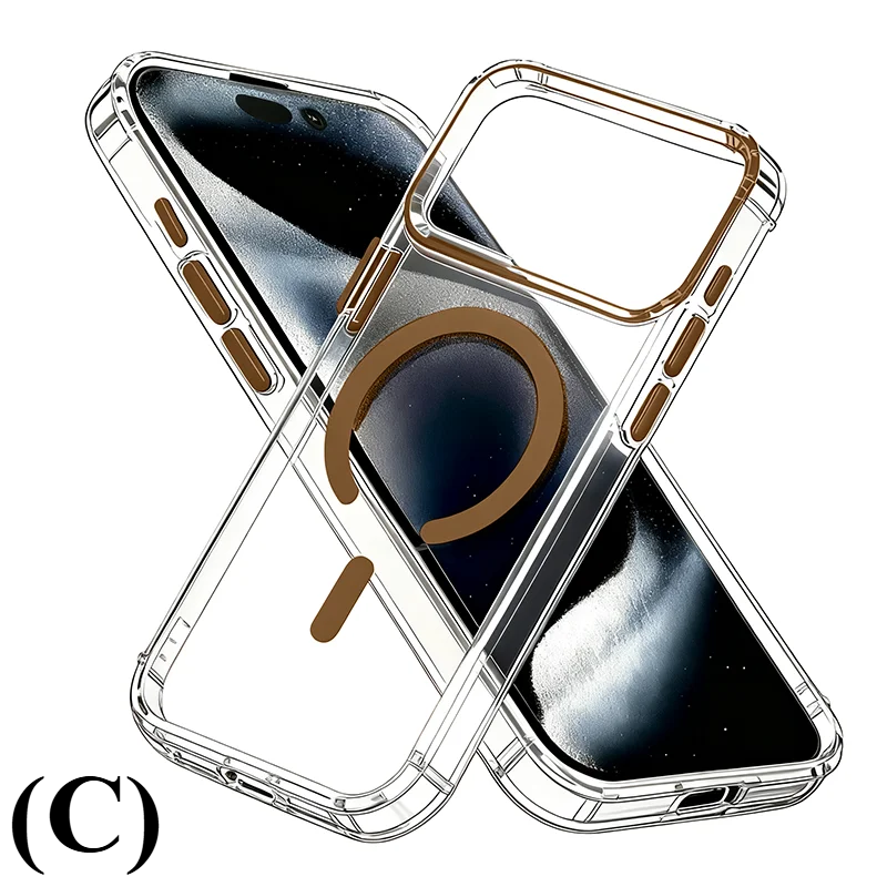 Ultra Slim Luxury Magnetic Case – iPhone 15 Series - C - Desert Gold / Pro - Phone Cases & Covers