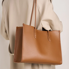 Genuine Leather Large Capacity Tote Bag – Women's Shoulder Purse & Shopper for Work & Daily Carry