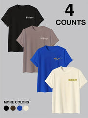 4-Pack Men’s Summer Letter Print T-Shirts - SnaggIt