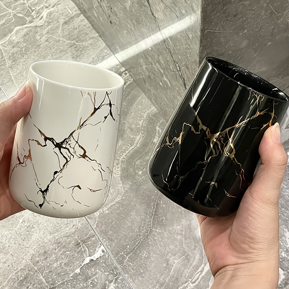 3 Piece Ceramic Marble Bathroom Accessory Set by Snagg A Bathroom Set