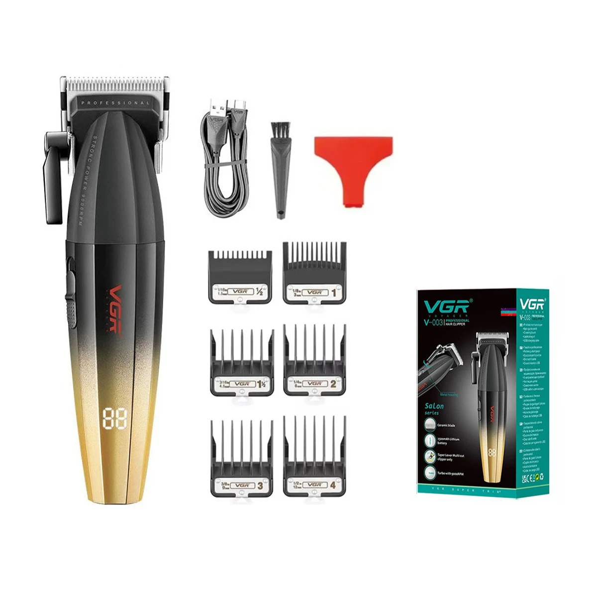 Professional 3 Piece All Metal Barber Suite – 9000 RPM Master Clipper, DLC Trimmer, and Titanium Shaver Collection