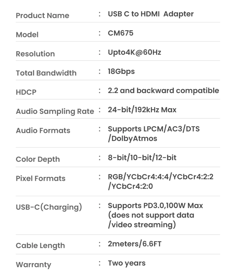 USB C to HDMI 2-in-1 Cable Thunderbolt Compatible (2m Length) by Snagg An HDMI Cable