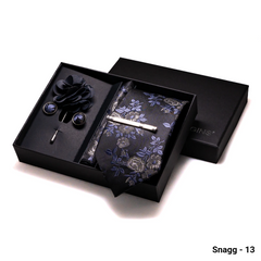 8cm Paisley & Stripe Necktie with Handkerchief & Cufflinks