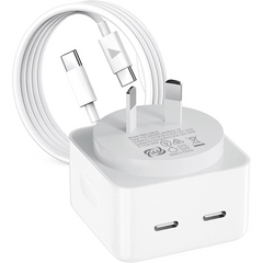40W Dual USB-C Fast Charger - With USB-C Cable