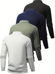 4-Pack Premium Men’s Long Sleeve Golf Shirts - SnaggIt