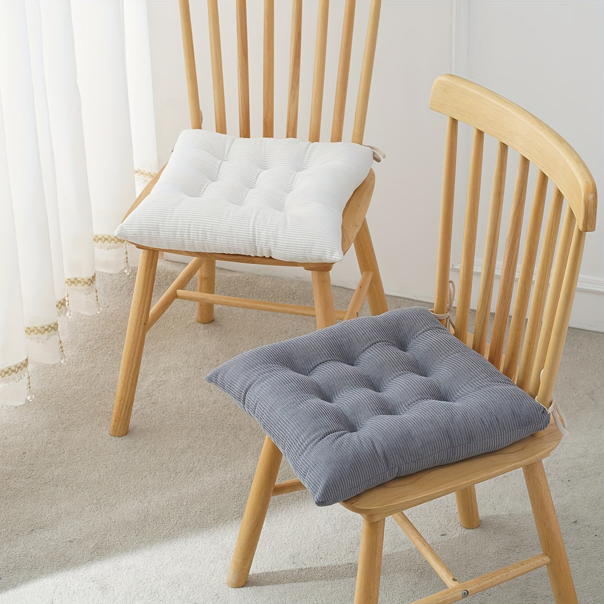 Classic Washable Polyester Chair Pads with Ties – 4 Pack by Snagg A Cushion