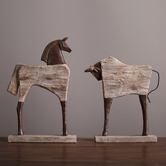 Vintage Resin Horse & Bull Figurines by Snagg A Sculpture