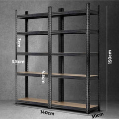 2 Pack 5 Tier Heavy Duty Garage Shelving Set
