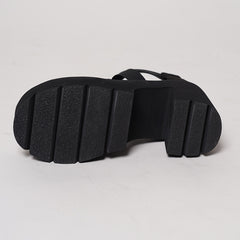 Women’s Platform Sandals Chunky Mid-Heel with Elastic Ankle Straps & Side Zipper by Snagg A Shoes