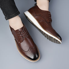 Men’s Business Casual Shoes – Pointed Toe PU Leather Lace-Ups by Snagg A Shoes