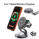 Qi2.2 25W Metal Wireless Charging Stand | 360° Rotation Portable Fast Charger iPhone Watch AirPods
