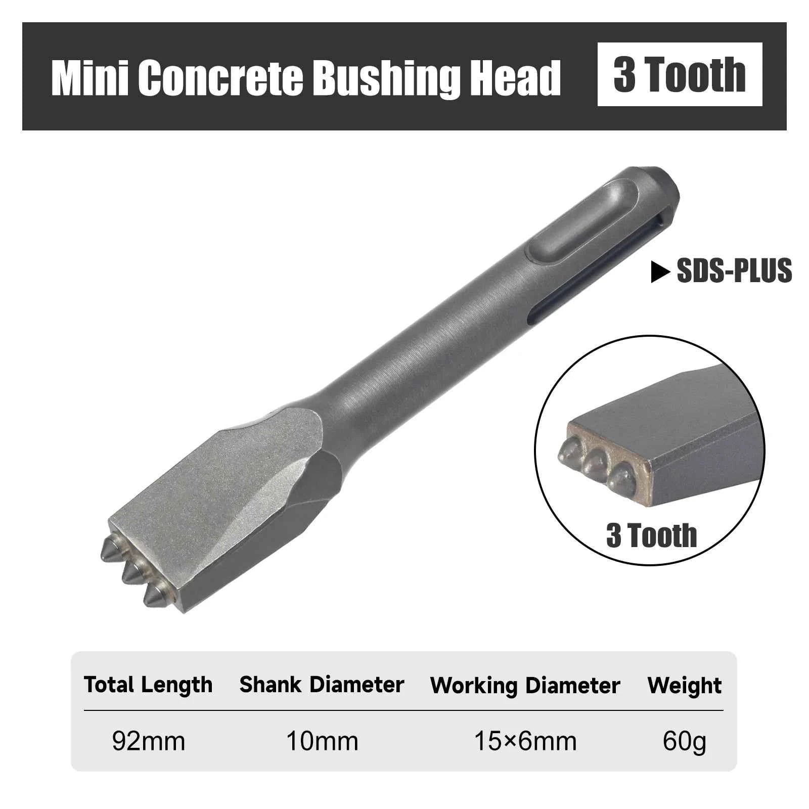 Mini SDS PLUS Concrete Bushing Head | Precision Scabbling & Surface Prep Tool
