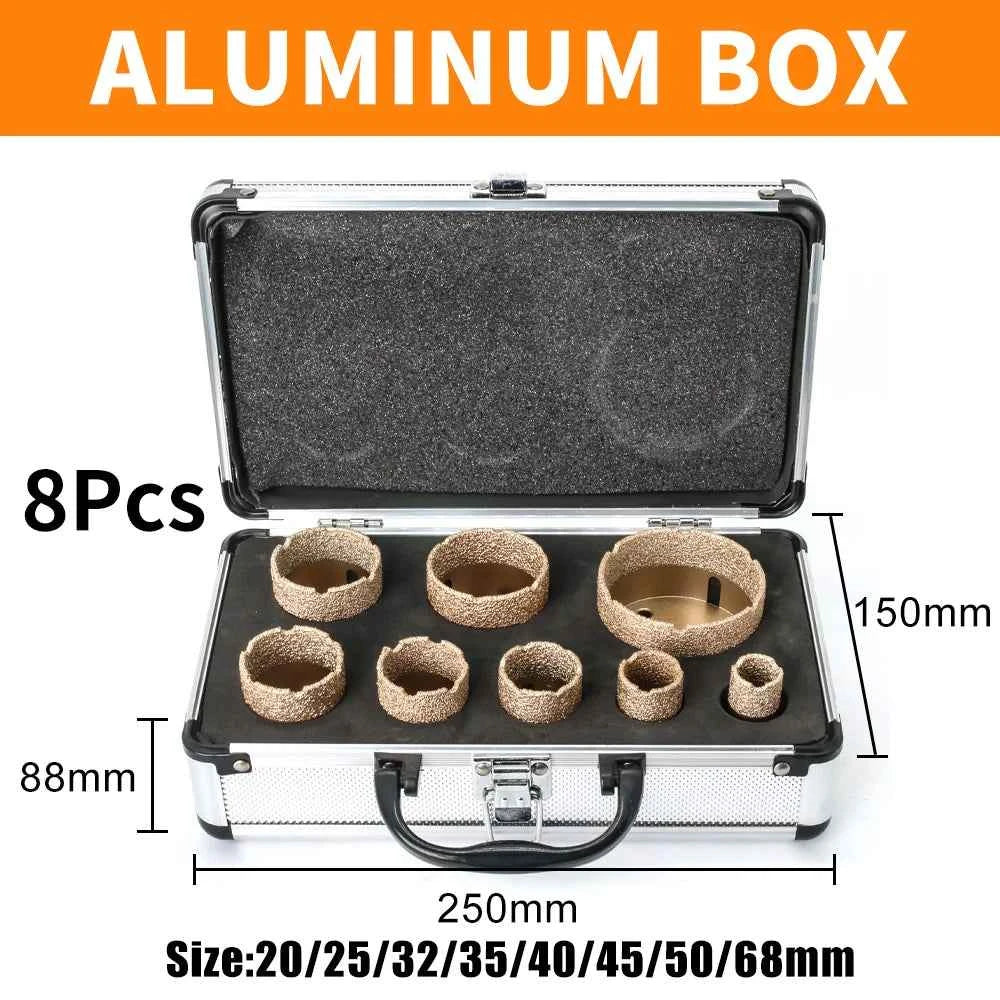 15 Piece Professional Vacuum Brazed Diamond Core Bit Set & M14 Threaded Masonry Hole Saw Kit