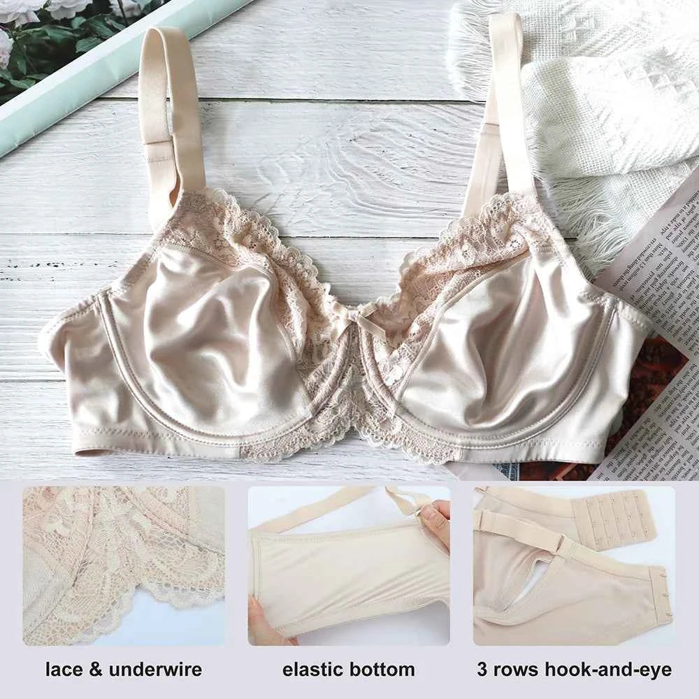 Floral Lace Minimizer T-Shirt Bra | Full Coverage Unlined Non-Padded Everyday Comfort