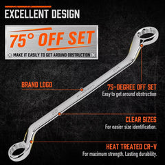 9-Piece 75° Offset Double Box-End Wrench Set - SnaggIt