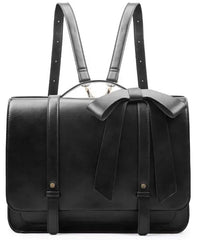 PU Leather Women's Satchel Laptop Bag 14" – Courier Shoulder Bag for College & Travel with Removable Bow
