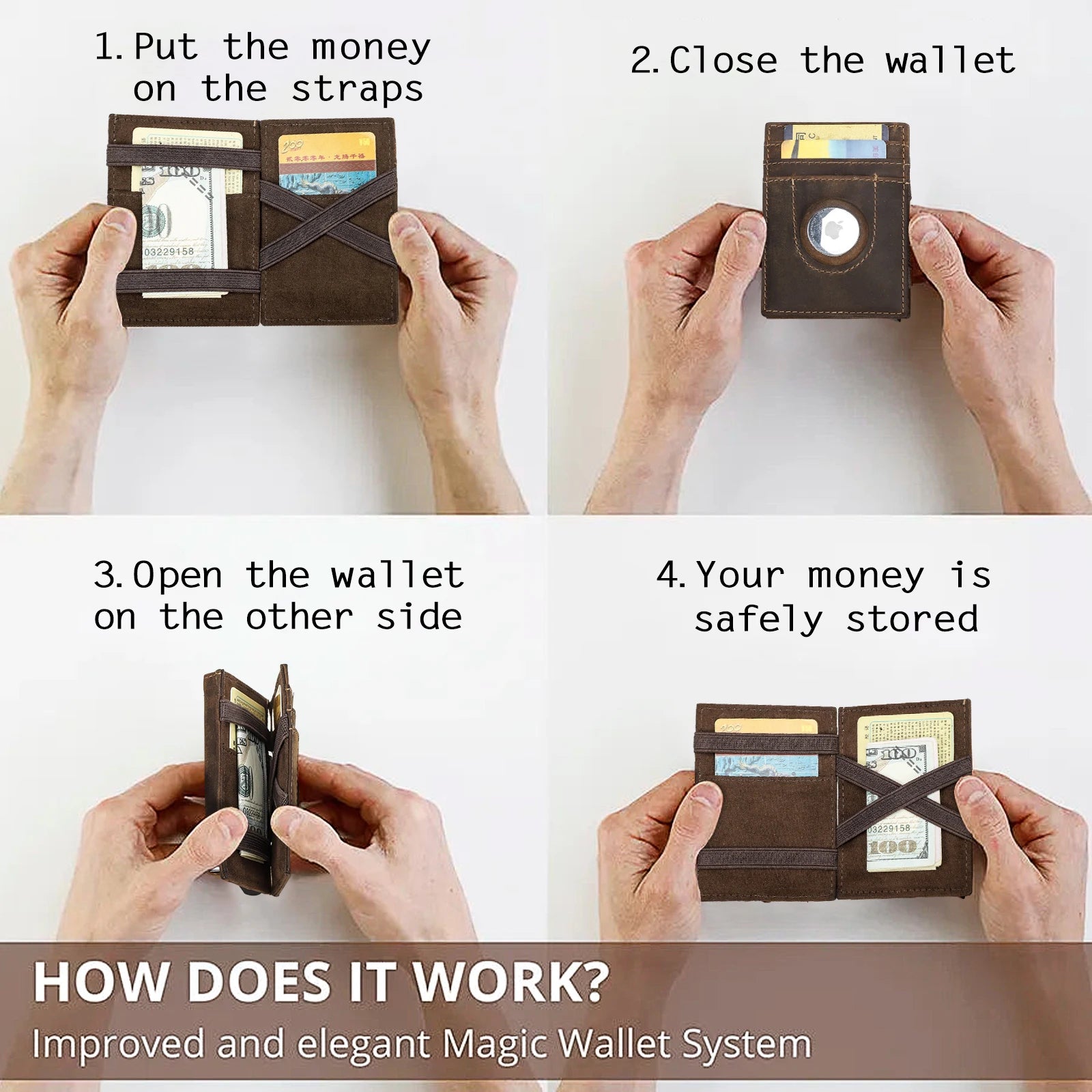 Genuine Leather Magic Wallet by Snagg It Wallet