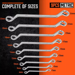 9-Piece 75° Offset Double Box-End Wrench Set - SnaggIt