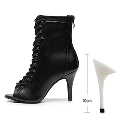 Women’s Beige & Black Latin Dance Booties by Snagg A Shoes