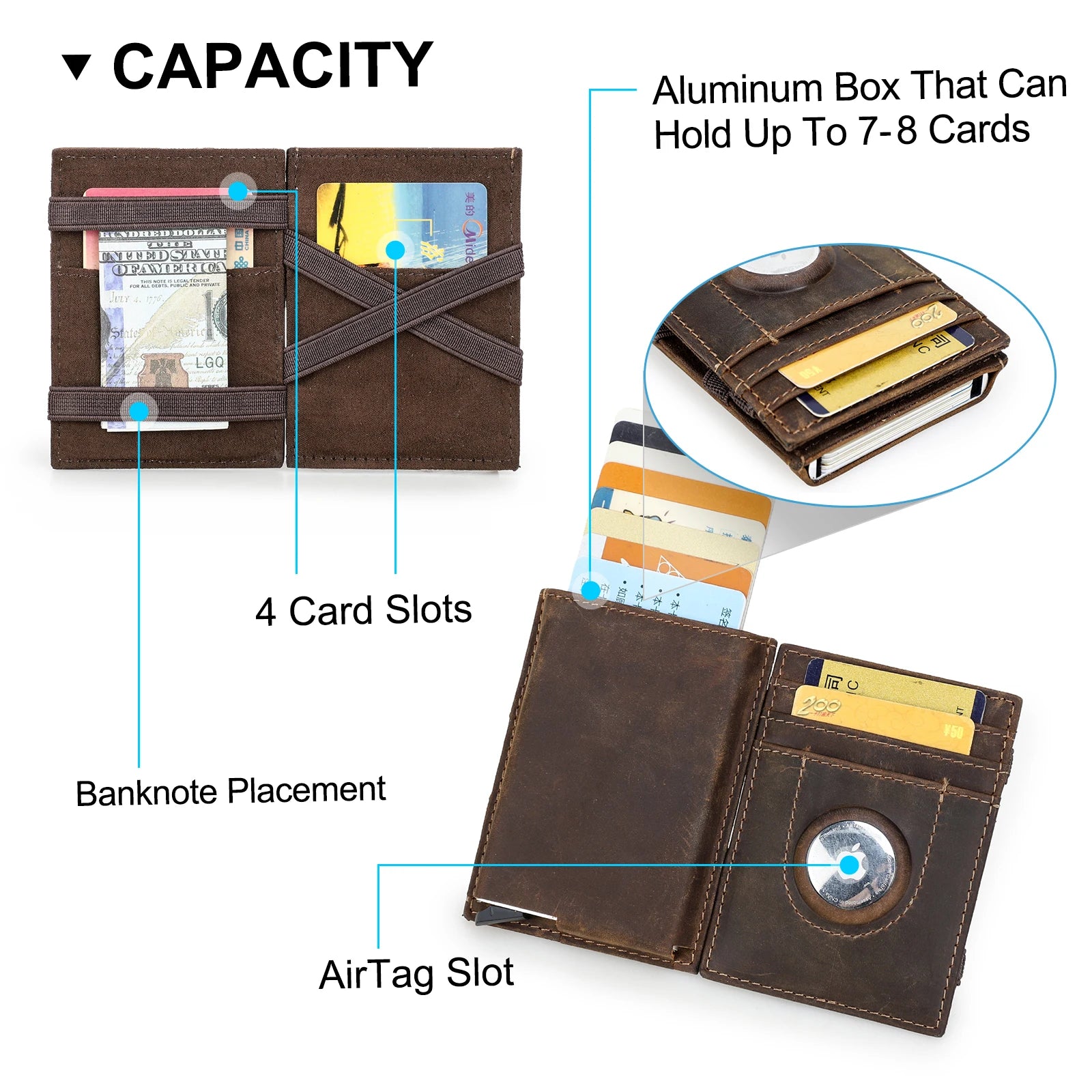 Genuine Leather Magic Wallet by Snagg It Wallet
