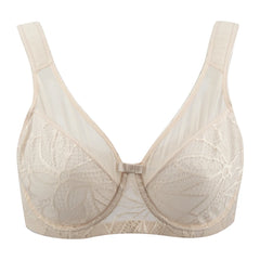 Plus Size Floral Lace Minimizer Bra | Underwire Full Coverage Push-Up Support Breathable