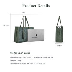 Women's Laptop Briefcase Tote 15.6" – Large Capacity 3-Layer Compartment Office Handbag