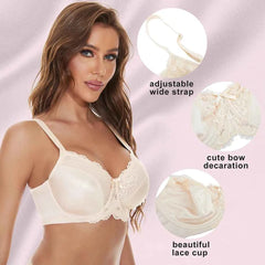 Floral Lace Minimizer T-Shirt Bra | Full Coverage Unlined Non-Padded Everyday Comfort