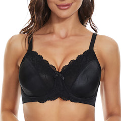 Floral Lace Minimizer T-Shirt Bra | Full Coverage Unlined Non-Padded Everyday Comfort