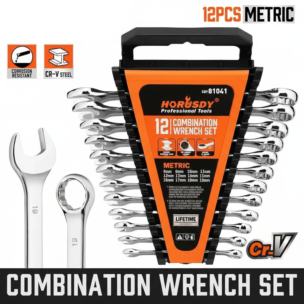 12 Piece Metric Combination Wrench Set – 8mm–19mm by Snagg A Wrench Set