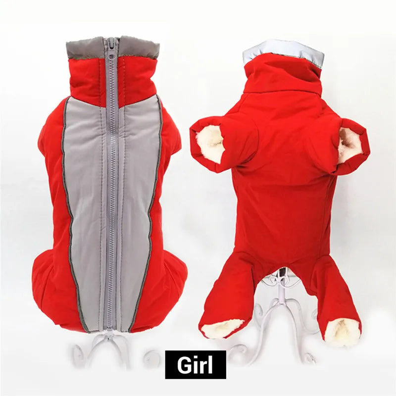 Reflective Dog Winter Jumpsuit – Waterproof Down-Fill Overalls for Small Dogs
