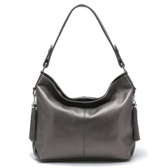Soft Genuine Leather Tassel Hobo Bag – Elegant Women's Shoulder & Messenger Purse Satchel
