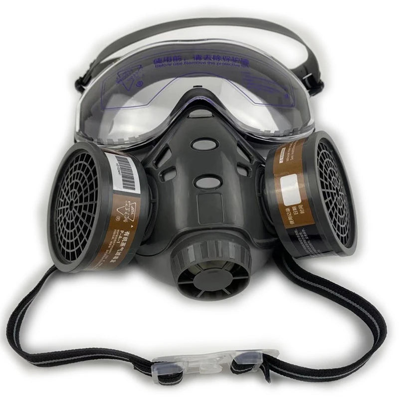Gas Mask Respirator Set with Dual Charcoal Filters & Anti-Fog Glasses by Snagg A Face Mask