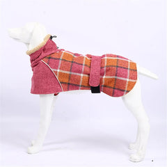 Reflective Windproof Dog Jacket – Thick Checked Winter Coat for Small to Large Dogs (Up to 3XL)