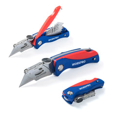 WORKPRO Folding Utility Knife + 50 SK5 Steel Blades – Heavy Duty Cutting Kit