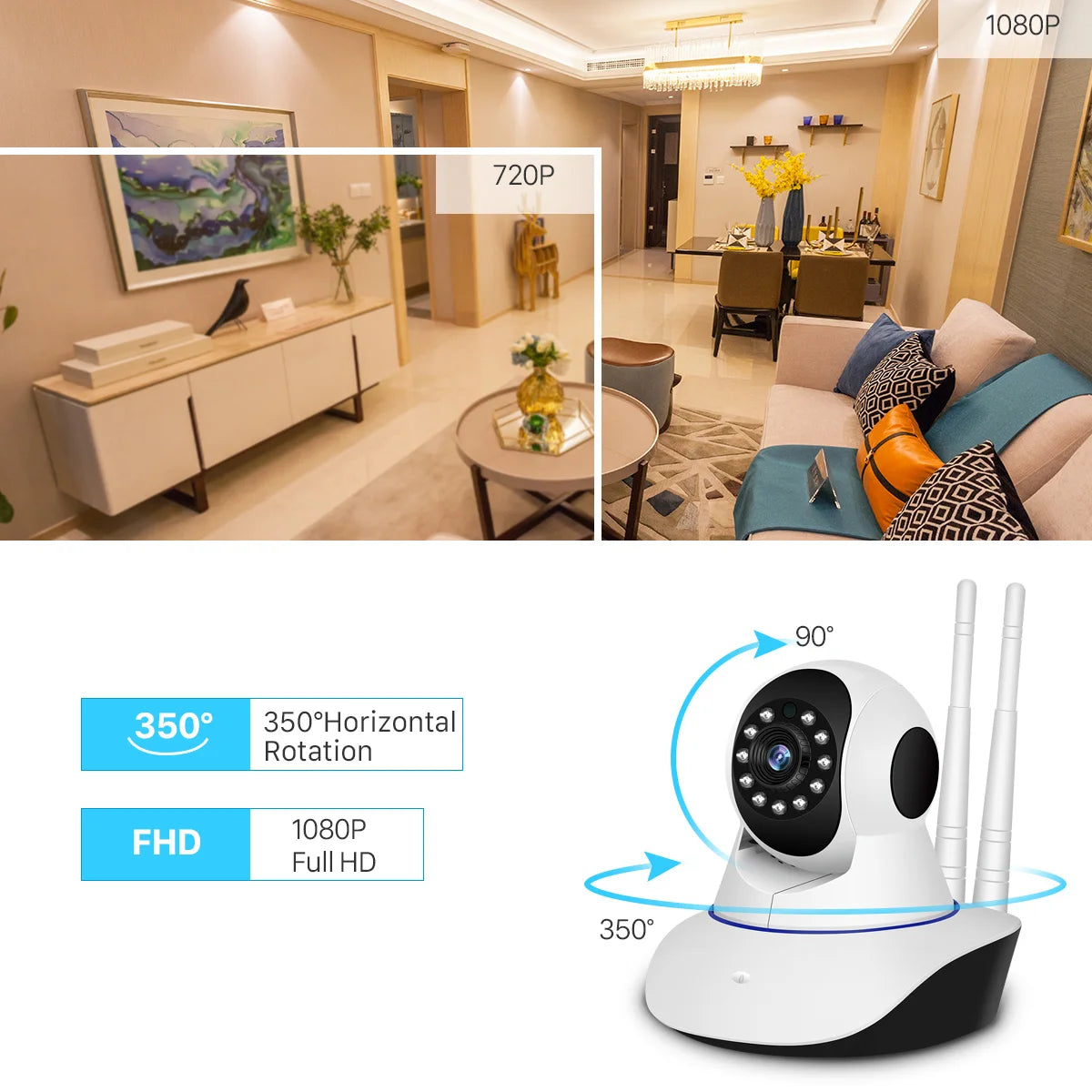 1080P WiFi IP Security Camera – Smart Home Pan-Tilt CCTV with Two-Way Audio by Snagg An Indoor Camera