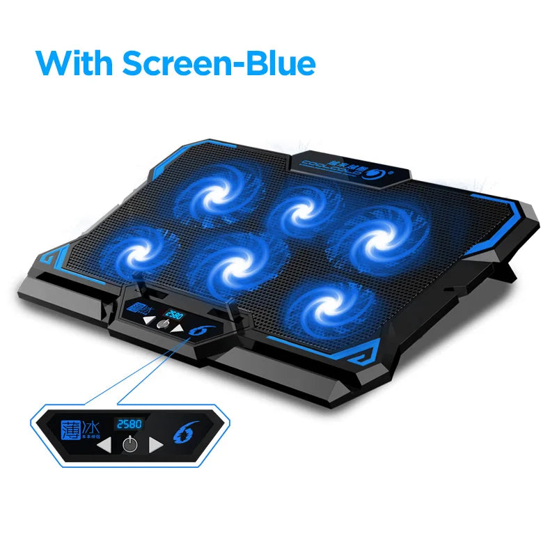 17″ Gaming Laptop Cooling Pad Six Fan Design with LED Display by Snagg A Cooling Pad