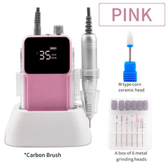 Professional 35,000 RPM Desktop Rechargeable Nail Drill – High Torque Cordless Manicure & Pedicure Station
