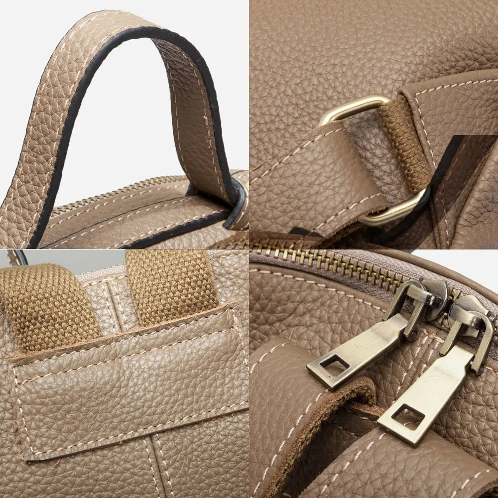 Genuine Leather Classic Backpack Purse – Roomy A4 & iPad-Fit Knapsack Satchel Rucksack for Women (0.82kg)