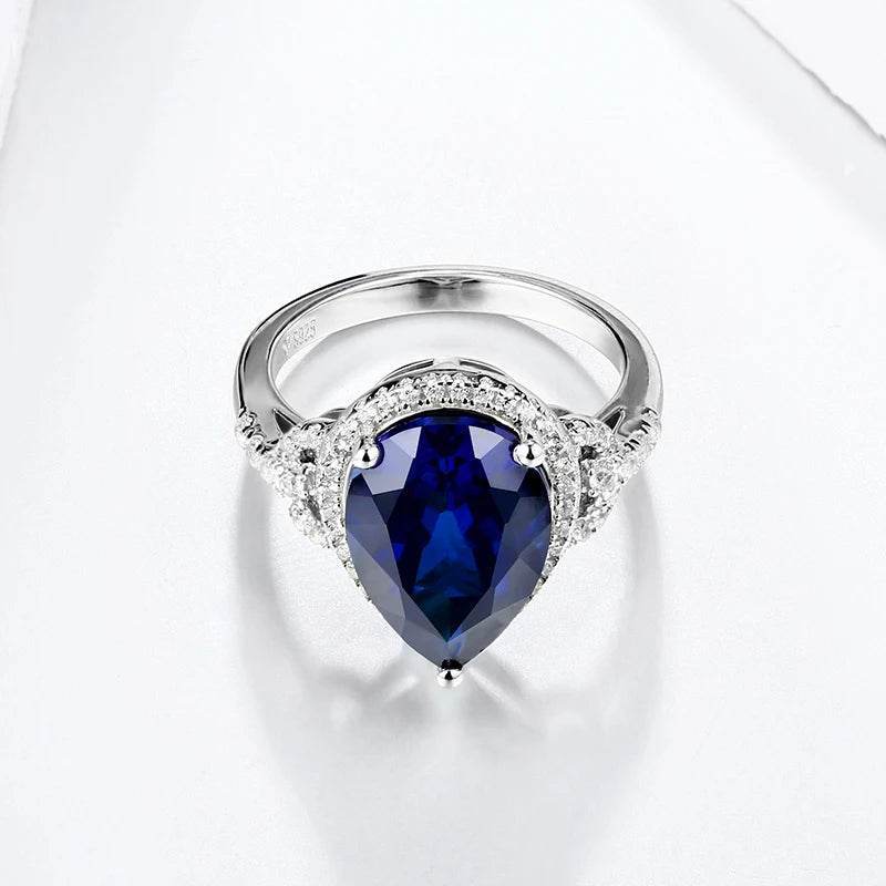Blue Sapphire Pear Cut Ring - SnaggIt