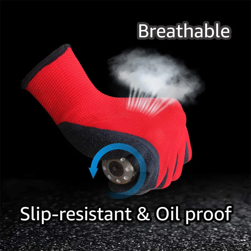 12 Pieces/ 6 Pairs Safety Work Protective Gloves Construction Builders Grip Knit Polyester Cotton Guantes For Gardening by Snagg A Gloves