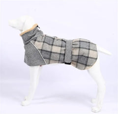 Reflective Windproof Dog Jacket – Thick Checked Winter Coat for Small to Large Dogs (Up to 3XL)