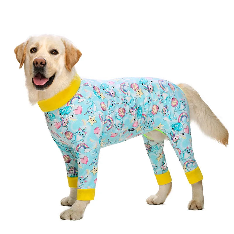 Dog Pyjama Jumpsuit for Medium & Large Dogs – Cosy Full-Cover Belly Recovery Suit (Cuttable Panel)