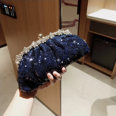 Luxy Moon Dark Blue Sequin Evening Clutch by Snagg It Purses