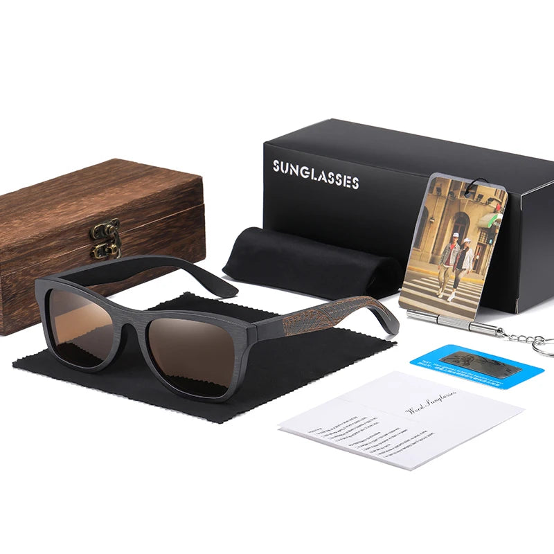 Handmade Black Bamboo Wooden Frame Sunglasses by Snagg It Sunglasses